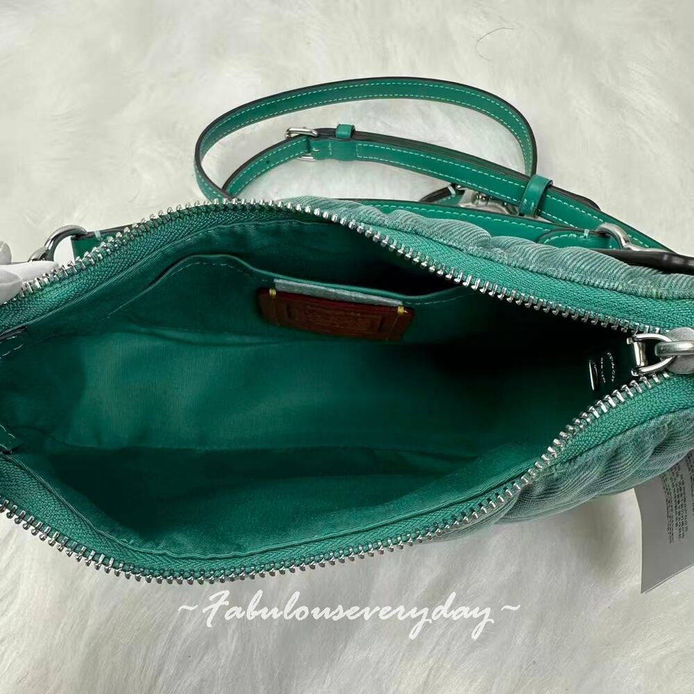 Coach Teri Shoulder Bag Crossbody In Quilted Denim/Green CBG86 NWT - Picture 8 of 10
